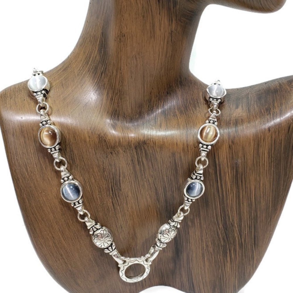 Multi Color Cats Eye Necklace 17" to 19 1/2"